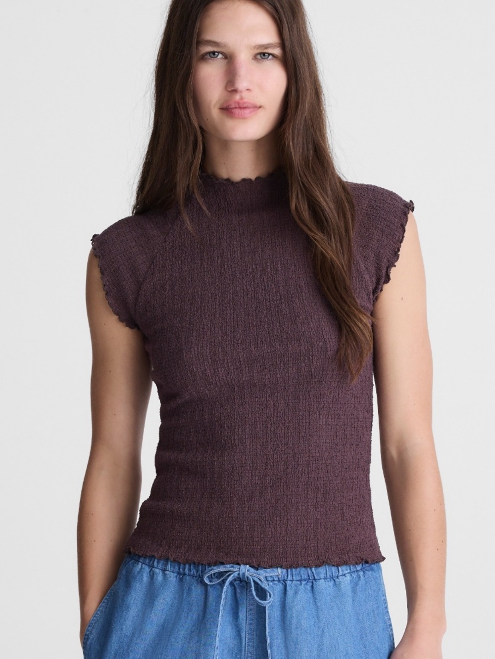 Smocked Mockneck Tank